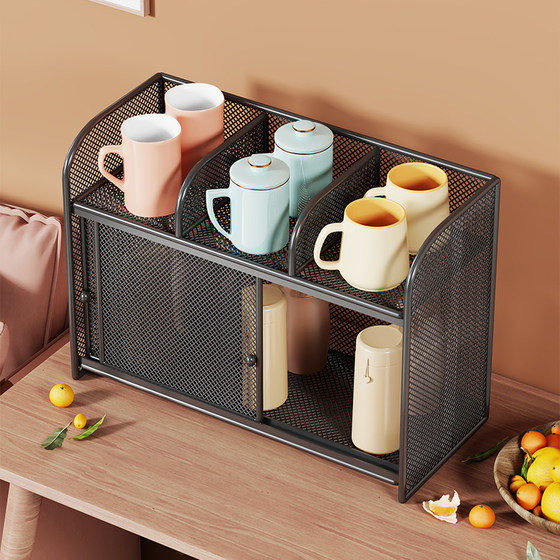 Sliding cabinet door water cup storage rack