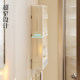 Narrow storage rack behind bathroom door