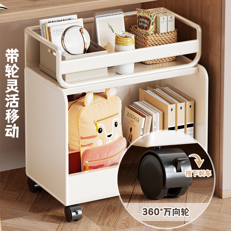 书本收纳架书包置物架可移动小推车神器家用多层学生放书包滑轮柜 - 图1