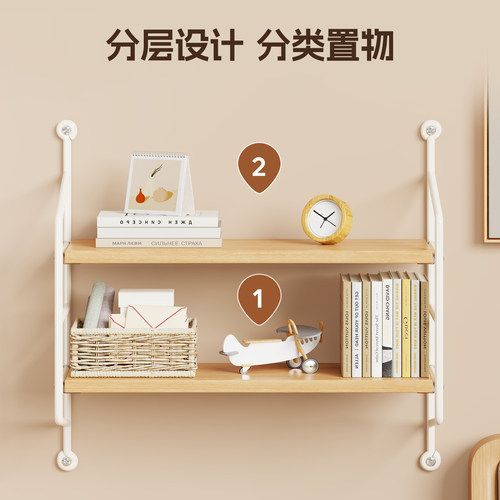 墙上置物架客厅墙壁挂墙书架多层悬空层板免打孔壁挂式墙面收纳架 - 图0