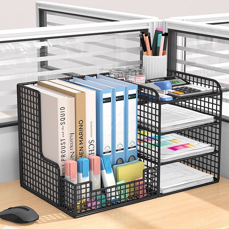 文件收纳架办公桌文件收纳盒文件夹工位神器办公用品文件架办公室桌面文件框多层大容量书立架A4纸资料整理架,淘宝优惠券,粉丝福利购,淘宝优惠卷