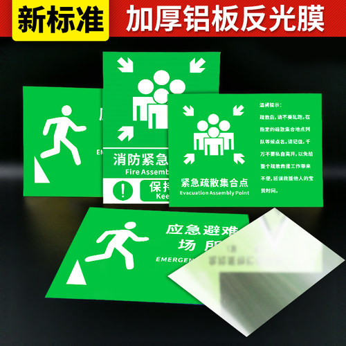 紧急疏散集合点标识应急避难场所间指示牌避险安全逃生标志提示墙贴纸消防标示标牌警急撤离警告标贴线路告示 - 图1