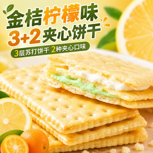 香港EDO Pack3+2s夹心饼干金桔柠檬香蕉牛奶味宿舍零食独立包装 - 图0