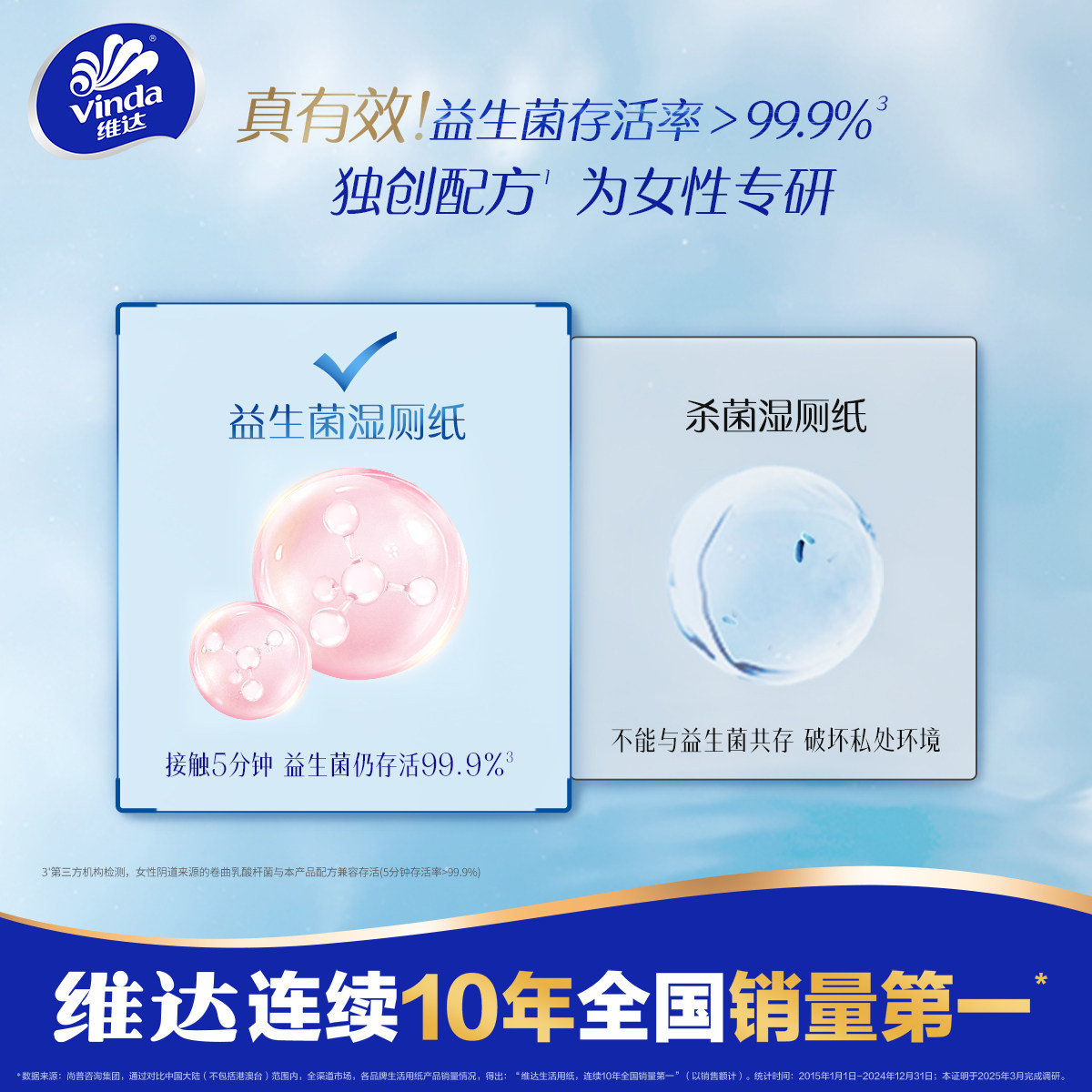维达益生菌湿厕纸60片4包女士专用家庭厕所湿厕纸家用孕妇湿纸巾