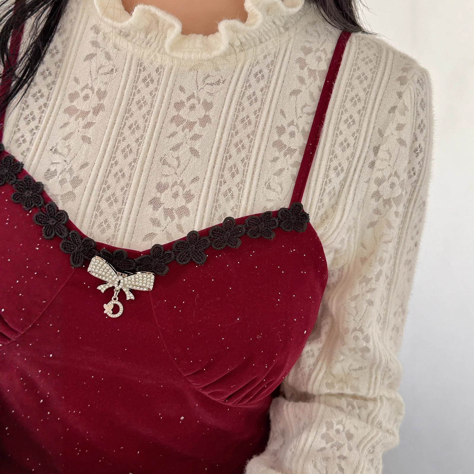 大码新年套装蛋糕裙吊带裙+蕾丝打底衫红色连衣裙两件套,淘宝优惠券,粉丝福利购,淘宝优惠卷