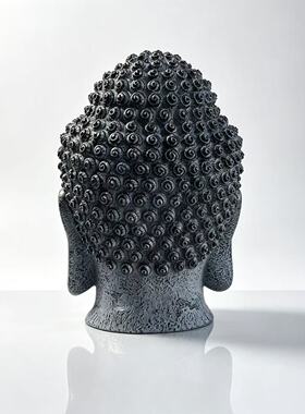 新中式大号慈悲佛头佛首佛像禅意摆件东南亚玄关走廊佛系装饰品