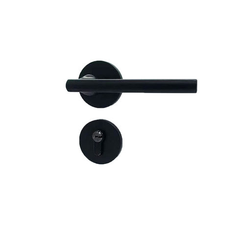 锁具室内家用静音锁黑色美式分体磁吸锁手柄门把手门拉手锁芯门锁 - 图3