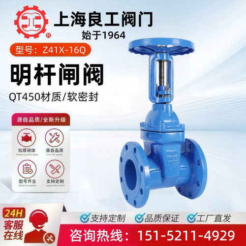 上海良工阀门暗杆Z45X-16Q明杆闸阀Z41X软密封法兰弹性座封球磨80 - 图0