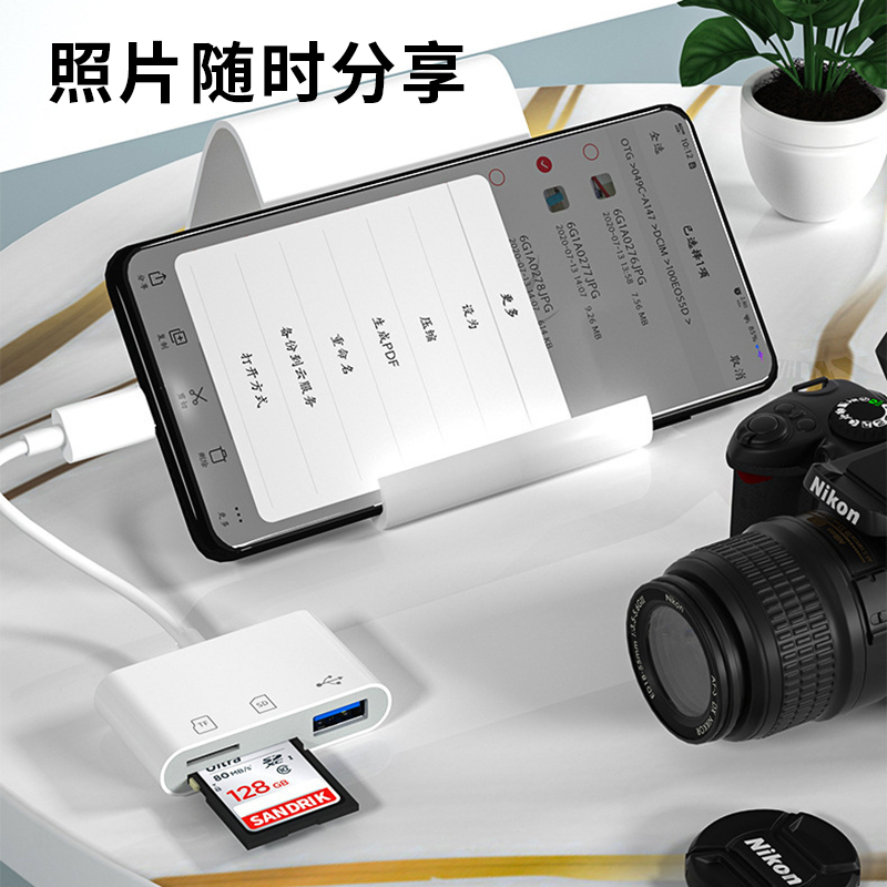 适用苹果三合一读卡器iPhone手机SD卡TF卡相机存储卡接口OTG转接头连接U盘多功能高速传输ipad平板电脑转换器 - 图1