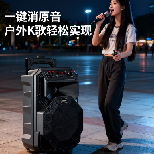 广场舞音响无线蓝牙拉杆音箱便携式移动户外话筒K唱歌家用大音量