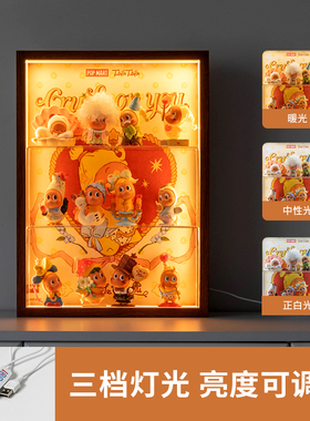 泡泡玛特星星人怦然心动手办盲盒收纳展示盒装饰发光防尘相框挂墙