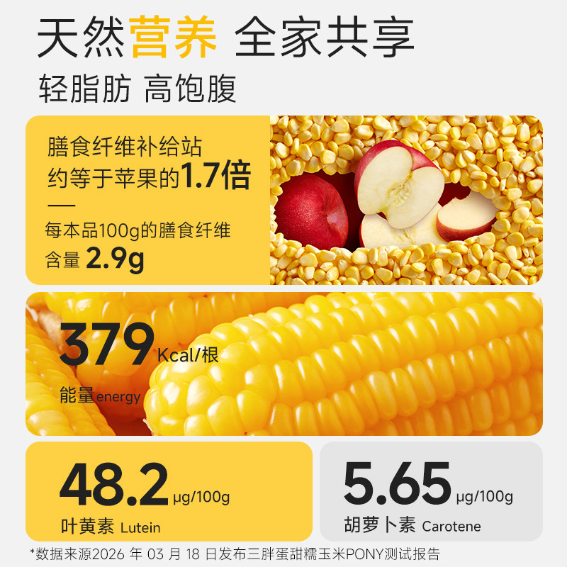 三胖蛋7A甜糯玉米真空包装3小时锁鲜1.36kg加热即食粗粮代餐早餐