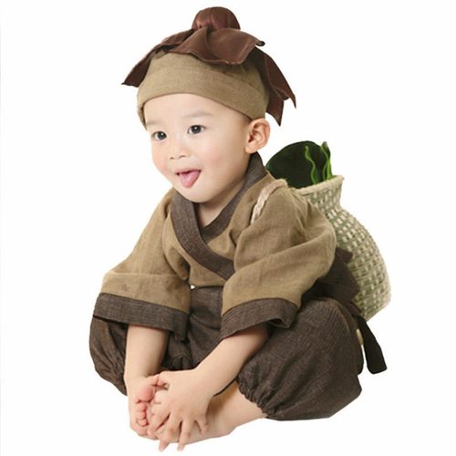 儿童小和尚服小沙弥少林寺武僧袍摄影服汉服锄禾悯农民农夫表演服 - 图3