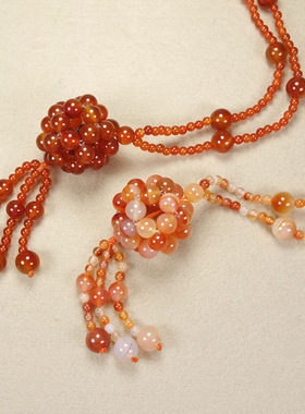 天然带证书玛瑙毛衣链吊坠女