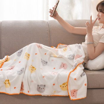 ຜ້າຫົ່ມຂະຫນາດນ້ອຍ nap ຫ້ອງການ sofa flange coral fleece blanket ເດັກນ້ອຍ nap towel quilt shawl ບາງ summer