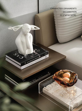 迷屿 家居软装饰品客厅卧室白色陶瓷猫人物组合桌面动物摆件