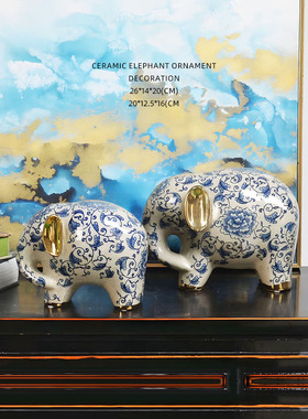 迷屿家居高档装饰客厅酒柜玄关富贵吉祥乔迁开业礼物大象桌面摆件