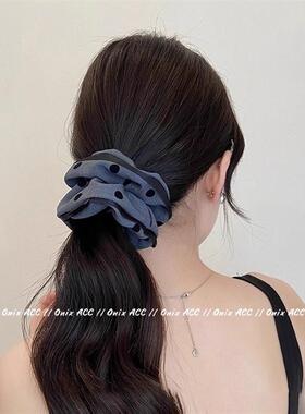法式波点大肠发圈女2025新款高级感丸子头半扎发头饰复古气质头绳