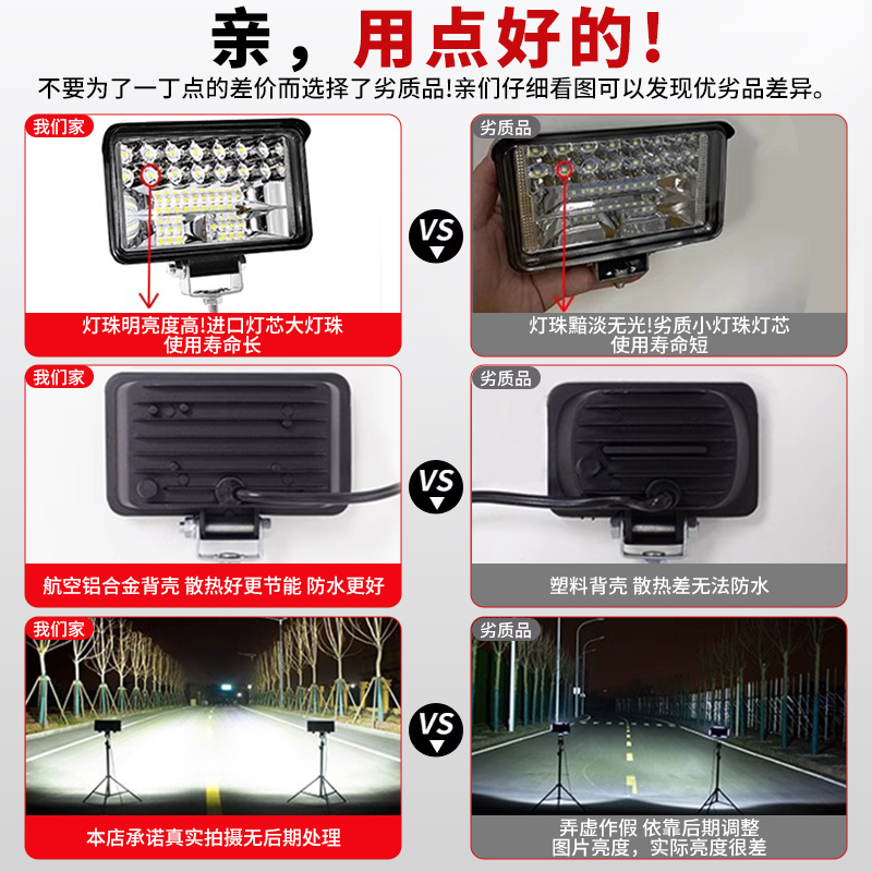 电动摩托车灯超亮强光LED大灯12V60V强光夜骑三轮电瓶车改装外置