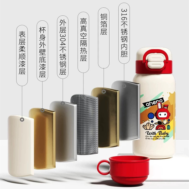 恩尼诺儿童保温杯600ml大容量学生水杯一杯三用宝宝吸管杯背杯套,淘宝优惠券,粉丝福利购,淘宝优惠卷