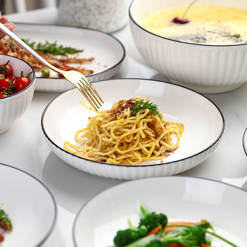 创意新款盘子鱼盘汤碗斗笠碗套装家用日式陶瓷饭盘长方形蒸鱼碟子,淘宝优惠券,粉丝福利购,淘宝优惠卷