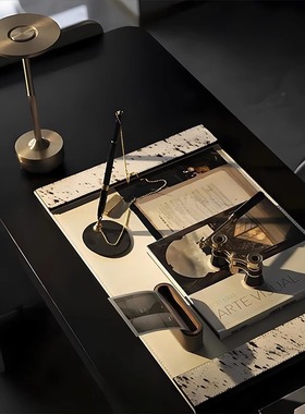 现代轻奢样板间书房书架组合书柜装饰品摆件客厅挂画望远镜摆设