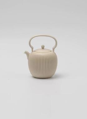 新中式样板间茶室白色茶具套装茶盘摆件中古风香炉提梁壶装饰品