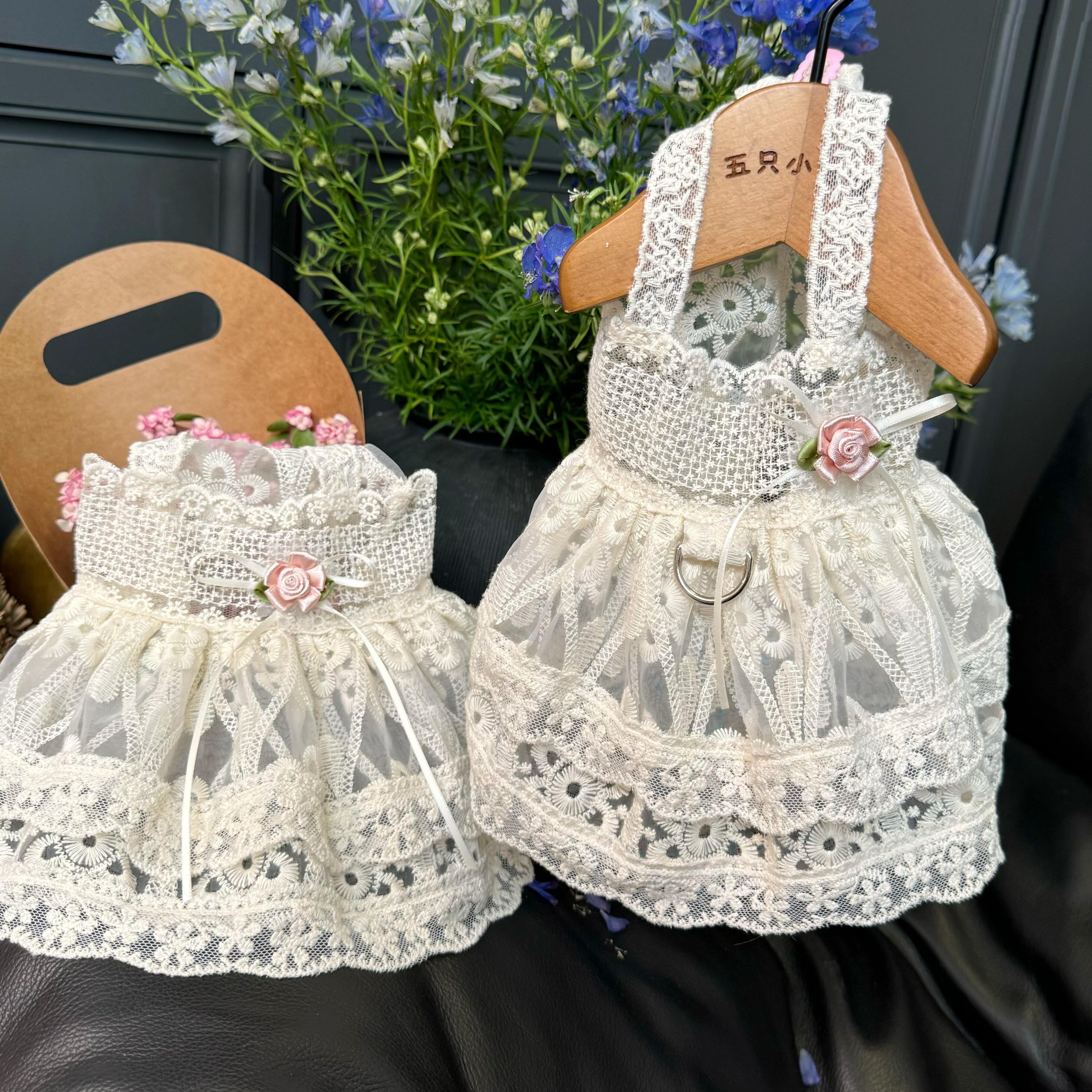 Five Little White Bears Original Pet Clothes Spring and Summer New Lace Princess Dress Dog Cat Wedding Dress Skirt
