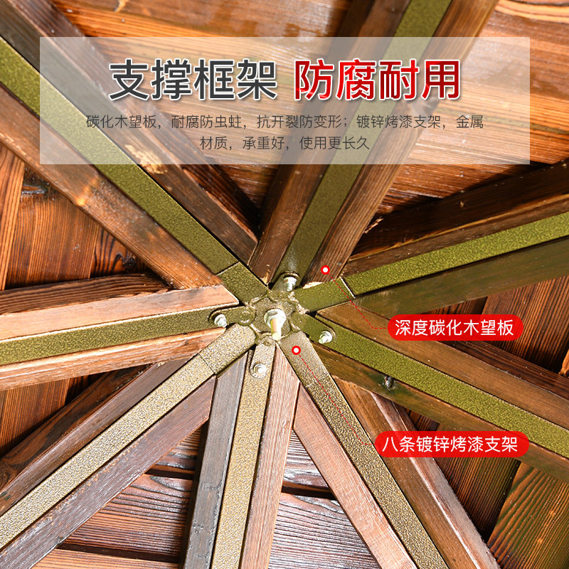 凉亭户外庭院实木别墅小木屋小房子六角花园棚防腐木乡村组装亭子_虎窝淘