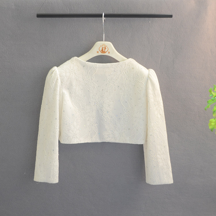 女童长袖短款披肩女孩子蕾丝花边礼服外搭坎肩公主白色披风小外套,淘宝优惠券,粉丝福利购,淘宝优惠卷