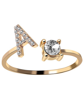 A-Z Letter Rings for Women Girl Adjustable Opening Ring Name