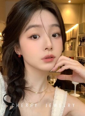 红色系耳钉女爱心小豆豆耳环2026新款爆款气质高级感小众新年耳饰