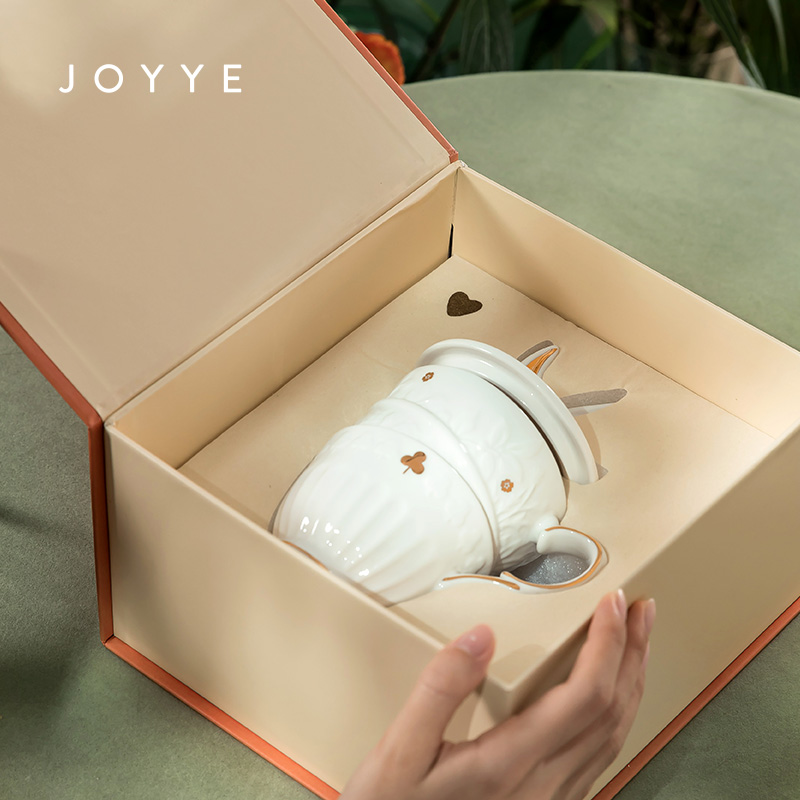 JOYYE爱丽丝马克杯礼盒女陶瓷水杯情侣带盖咖啡杯子创意生日礼物 - 图2