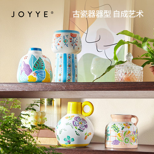 JOYYE釉下彩陶瓷花瓶客厅插花高级感小众水培绿植花器家居小花瓶-图1