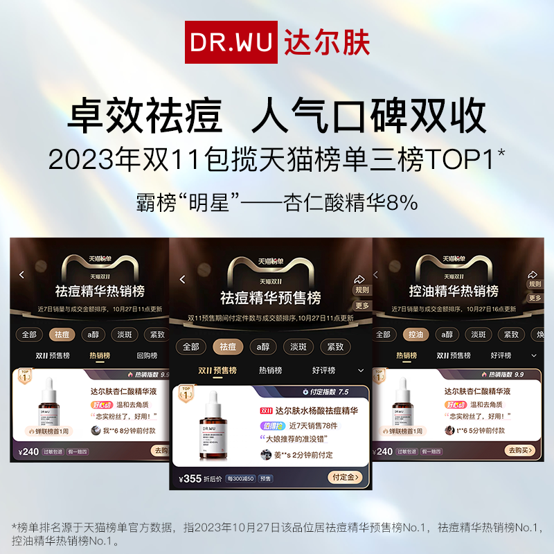 [618现货]DR.WU达尔肤杏仁酸精华8% 祛痘果酸水杨酸去闭口黑头 - 图2