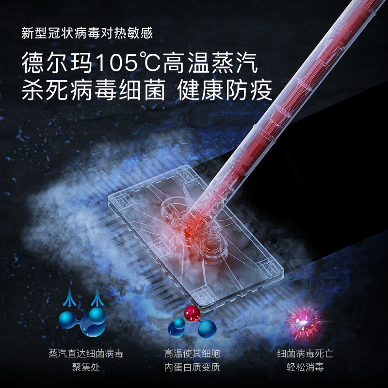deerma德尔玛禾米专卖店德尔玛蒸汽拖把家用高温清洁机电动手持式拖地洗地擦地神器小米白3
