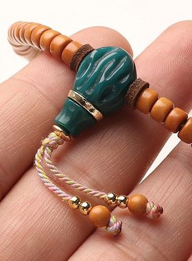 收藏级手持非核尖橄榄核手工打磨直切老型桶珠手串手持款文玩藏传