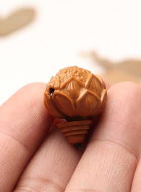 橄榄核莲花三通佛头搭配diy哪吒莲花文玩手串星月菩提核雕配件女