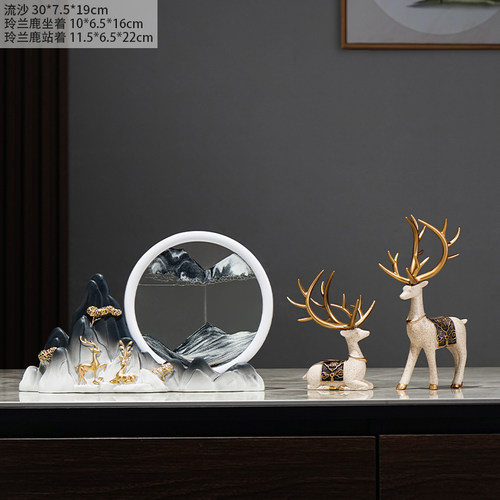 流沙画创意沙漏轻奢高档新中式摆件酒柜电视柜客厅办公桌装饰摆件 - 图1