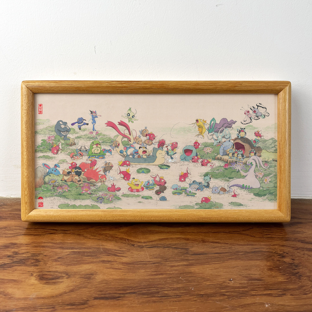 《金色传说》中国风宝可梦睡莲国画创意沙发背景装饰画高清喷绘,淘宝优惠券,粉丝福利购,淘宝优惠卷