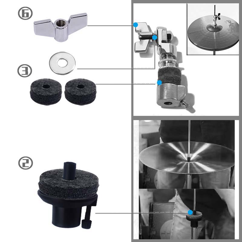 踩镲架镲托爵士架子鼓吊镲片配件棉毛毡支架减震海绵垫螺丝旋钮帽