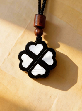 天然紫光檀幸运四叶草吊坠项链挂饰生日礼物送女朋友送妈妈