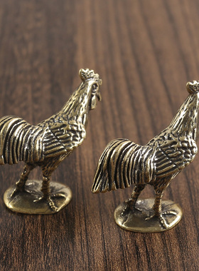 黄铜公鸡摆件十二生肖鸡摆设家居办公室装饰品工艺品纯铜茶宠茶具