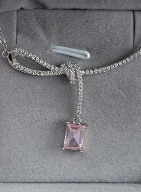 [赵今麦同款]HEFANG何方极光丝带结锁骨链小方糖轻奢优雅项链女