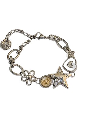 2025年镶钻星爱心纽扣重工手链 新款ins风小众轻奢设计感手串