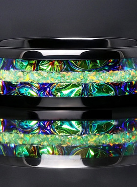 跨境民族风不锈钢戒指彩色三分区色感饰品欧美戒指