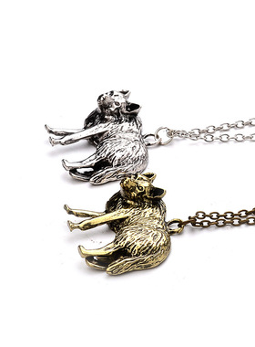 跨境欧美热销 创意潮流 长款维京复古狼头 简约百搭吊坠项链配饰