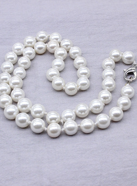 珍贝珠项链 地摊白色贝珠项链时尚 diy手工串贝珠项链