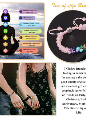 速卖通ETSY热卖6mm孔雀石双层编织手链双排七彩石手链生命树手饰