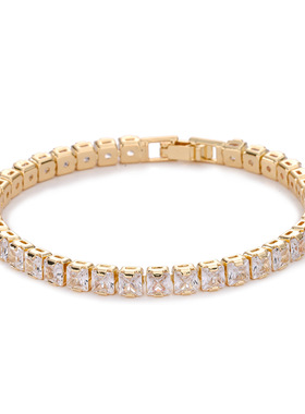 欧美跨境亚马逊满钻4mm锆石网球手链男女嘻哈个性外贸手饰批发潮